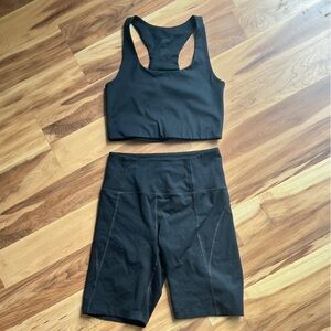 COPY - Girlfriend Collective Paloma Bra and high Rise Bike Short Set in Black